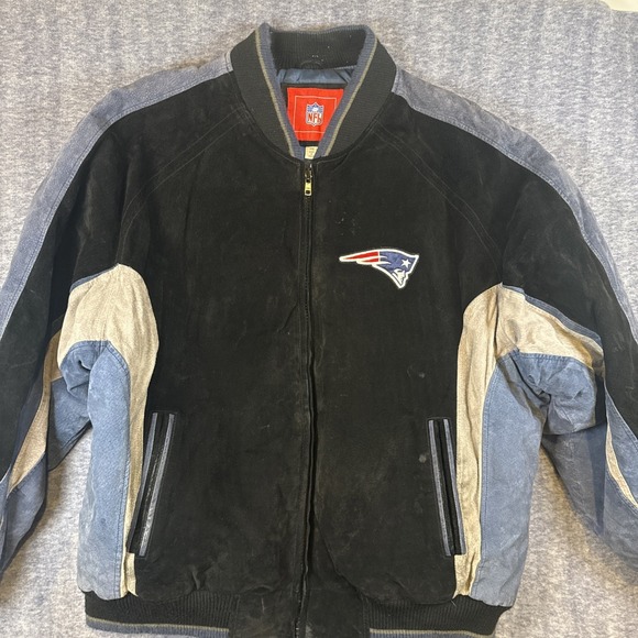 New England Patriots Vtg Suede Leather Jacket NFL Sz XXL Embroidered Black - Picture 1 of 15